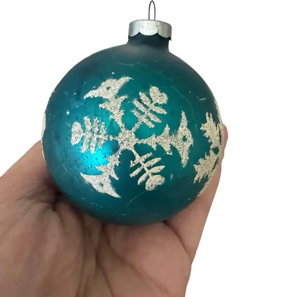 Vintage Stenciled Glass Christmas Bulb Ornaments Made in USA 8 Multi Color